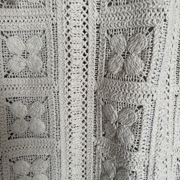 H&M Crochet Look Tunic Dress Cream Fringe Original Summer Edition 2025 - Picture 8 of 10